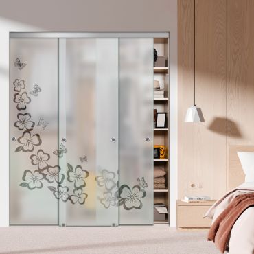 3 Panel Frameless Closet Glass Sliding Bypass Door Fsg3-1537