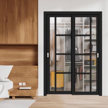 3 Panel Bypass Sliding Closet Door with Frosted, Clear or Textured Glass Insert LFCT-1869