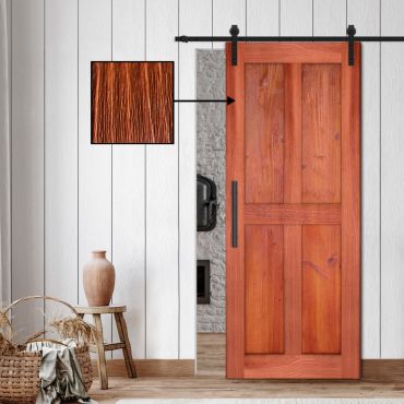 Wire Brushed Pattern Wood Vertical Line Sliding Barn Door WD - 1470