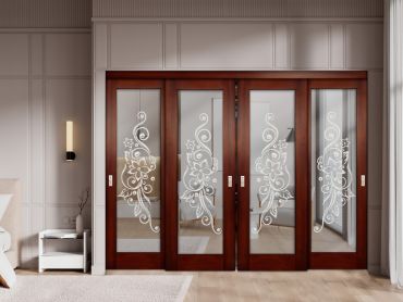 4 Leaf Premium Line Bypass Sliding Closet Door with Mirror Insert & Frosted Design SCD-1633