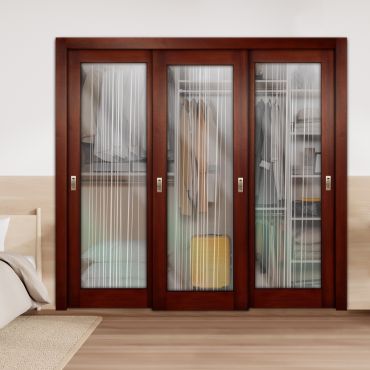 3 Leaf Premium Line Bypass Sliding Closet Door with Glass Insert & Frosted Design PBS3-1675