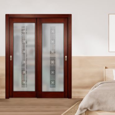 2 Leaf Premium Line Bypass Sliding Closet Door with Hardware & Frosted SD - 1645