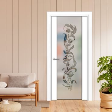 Solid Wood Hinged Door with Glass Insert HWDI-1838