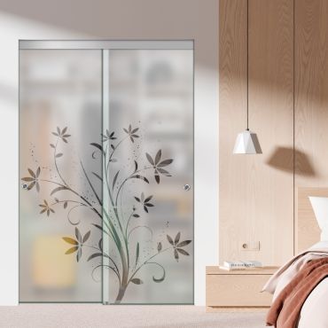 Frameless 2 Leaf Sliding Closet Bypass Glass Door with Hardware CGD - 1507