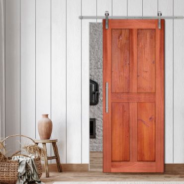 Wire Brushed Pattern Wood Vertical Line Sliding Barn Door WD - 1470