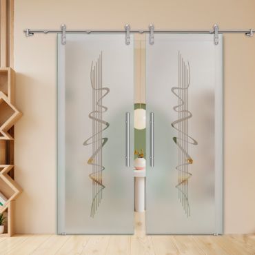 Double Sliding Barn Glass Door ALU100 ASB2-1991