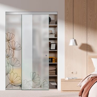 Frameless 2 Leaf Sliding Closet Bypass Glass Door with Hardware CGD - 1508