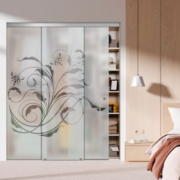 3 Panel Frameless Closet Glass Sliding Bypass Door Fsg3-1538