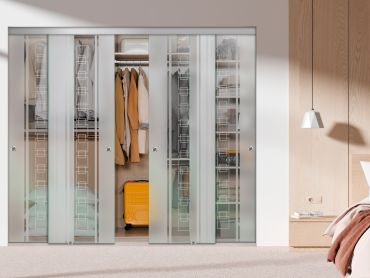 4 Panel Frameless Closet Glass Sliding Bypass Door Fsg4-1567