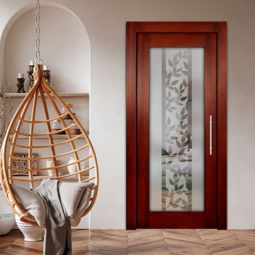 Self-Closing Wood Interior Door with Glass Insert PWGD-1451