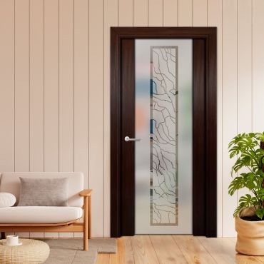 Solid Wood Hinged Door with Glass Insert HWDI-1839