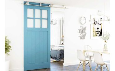 Heavy-Duty Stainless Steel Sliding Barn Door Kit for Wooden Installations SH-SS-0170