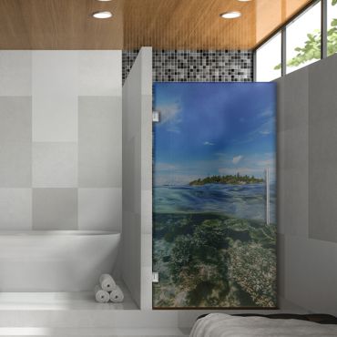 Digital Printing Frameless Glass Shower Door & Starfish Design Dpgd - 0740