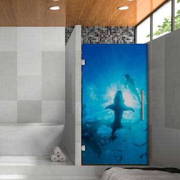 Digital Printing Frameless Glass Shower Door & Starfish Design Dpgd - 0748