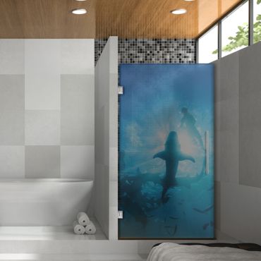 Digital Printing Frameless Glass Shower Door & Starfish Design Dpgd - 0748
