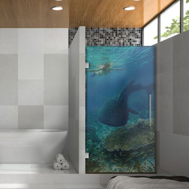Digital Printing Frameless Glass Shower Door & Starfish Design Dpgd - 0735