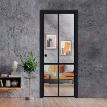 Frameless Glass Pocket Door Industrial Style PSGDIS-0640