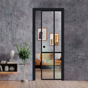 Frameless Glass Pocket Door Industrial Style PSGDIS-0640