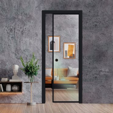 Frameless Glass Pocket Door Industrial Style PSGDIS-0644