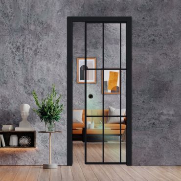 Frameless Glass Pocket Door Industrial Style PSGDIS-0628
