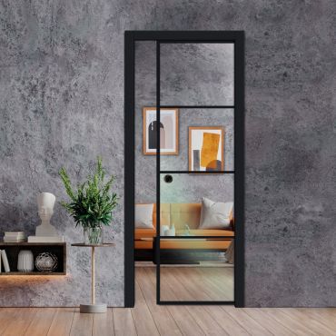 Frameless Glass Pocket Door Industrial Style PSGDIS-0629