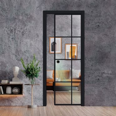 Frameless Glass Pocket Door Industrial Style PSGDIS-0630