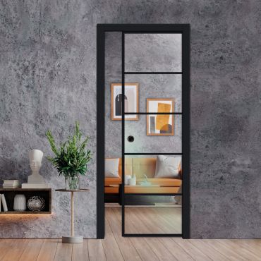 Frameless Glass Pocket Door Industrial Style PSGDIS-0632
