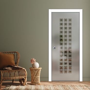 Pocket Sliding Glass Door with Frosted Design PSGD-0589