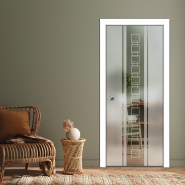 Pocket Sliding Glass Door with Frosted Design PSGD-0606