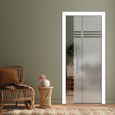 Pocket Sliding Glass Door with Frosted Design PSGD-0621