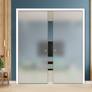 Double Frosted Pocket Glass Sliding Door PSGD-0212