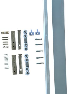 Sliding Barn Door Hardware Kit with Aluminium Cove Plate