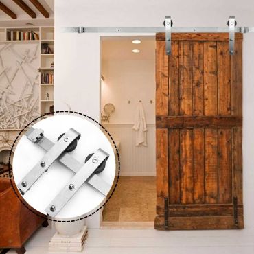 Premium Stainless Steel Sliding Barn Door Hardware Kit - 6'6" SH-SS-0152
