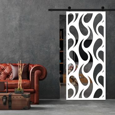 Sliding Barn Door With Wooden Design & Glass Insert Options SBDW - 0673