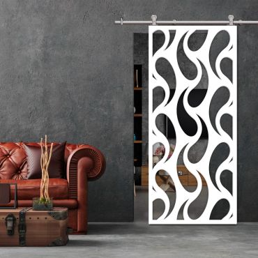 Sliding Barn Door With Wooden Design & Glass Insert Options SBDW - 0673