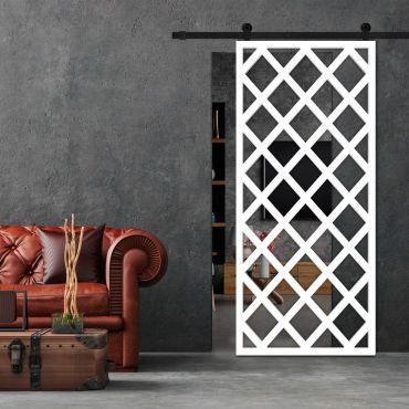 Sliding Barn Door With Wooden Design & Glass Insert Options SBDW - 0675