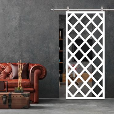 Sliding Barn Door With Wooden Design & Glass Insert Options SBDW - 0675