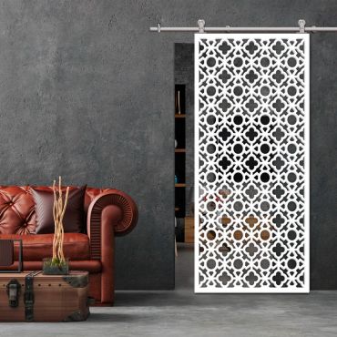 Sliding Barn Door With Wooden Design & Glass Insert Options SBDW - 0676