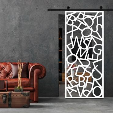 Sliding Barn Door With Wooden Design & Glass Insert Options SBDW - 0677