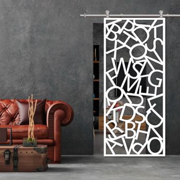 Sliding Barn Door With Wooden Design & Glass Insert Options SBDW - 0677