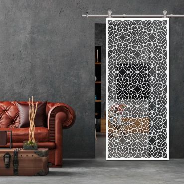 Sliding Barn Door With Wooden Design & Glass Insert Options SBDW - 0678