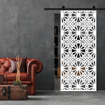 Sliding Barn Door With Wooden Design & Glass Insert Options SBDW - 0679