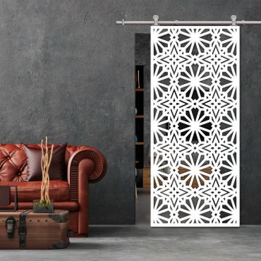 Sliding Barn Door With Wooden Design & Glass Insert Options SBDW - 0679