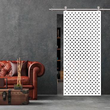 Sliding Barn Door With Wooden Design & Glass Insert Options SBDW - 0680