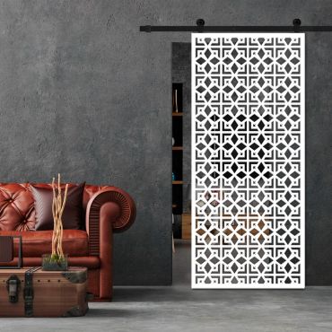 Sliding Barn Door With Wooden Design & Glass Insert Options SBDW - 0681