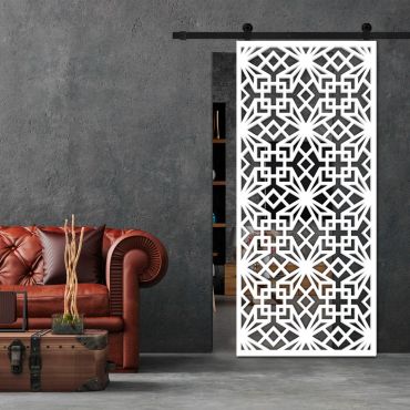 Sliding Barn Door With Wooden Design & Glass Insert Options SBDW - 0682