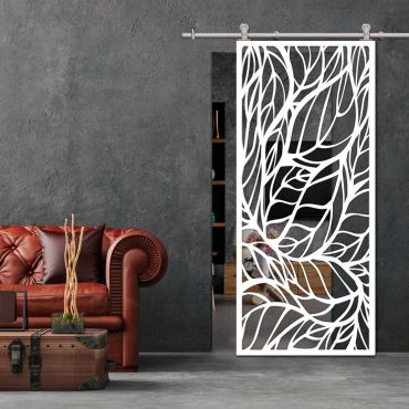 Sliding Barn Door With Wooden Design & Glass Insert Options SBDW - 0665