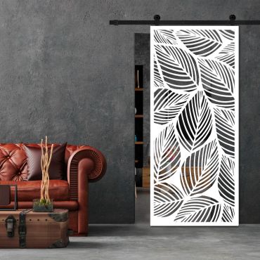 Sliding Barn Door With Wooden Design & Glass Insert Options SBDW - 0666