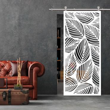 Sliding Barn Door With Wooden Design & Glass Insert Options SBDW - 0666