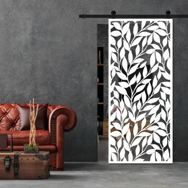 Sliding Barn Door With Wooden Design & Glass Insert Options SBDW - 0668